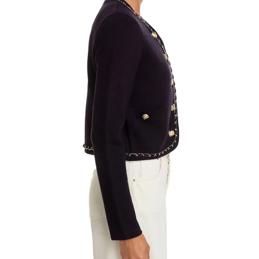 Cinq A Sept Elegant Navy Jacket with Gold Accents - Picture 2 of 6